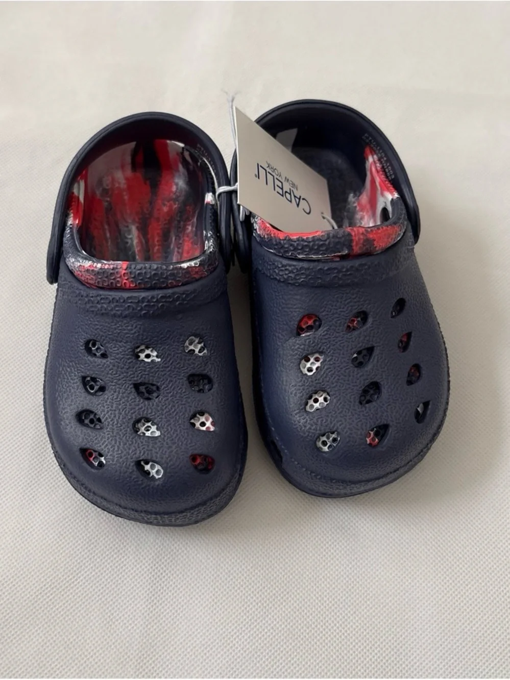 Capelli of New York Navy Blue Kids Water Clogs with Red Accents